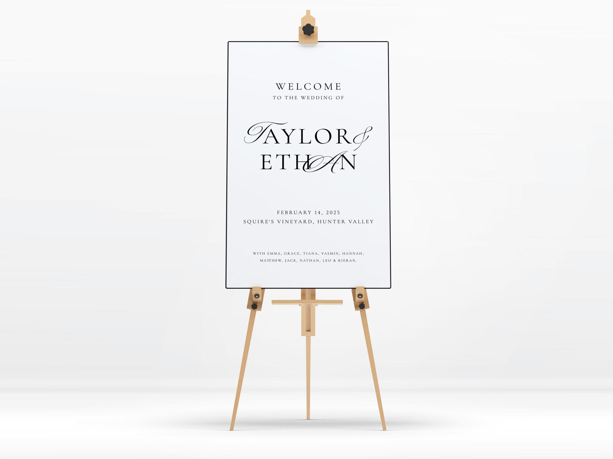 Forever Art — Design: Personalised wedding welcome sign — typography and script detail