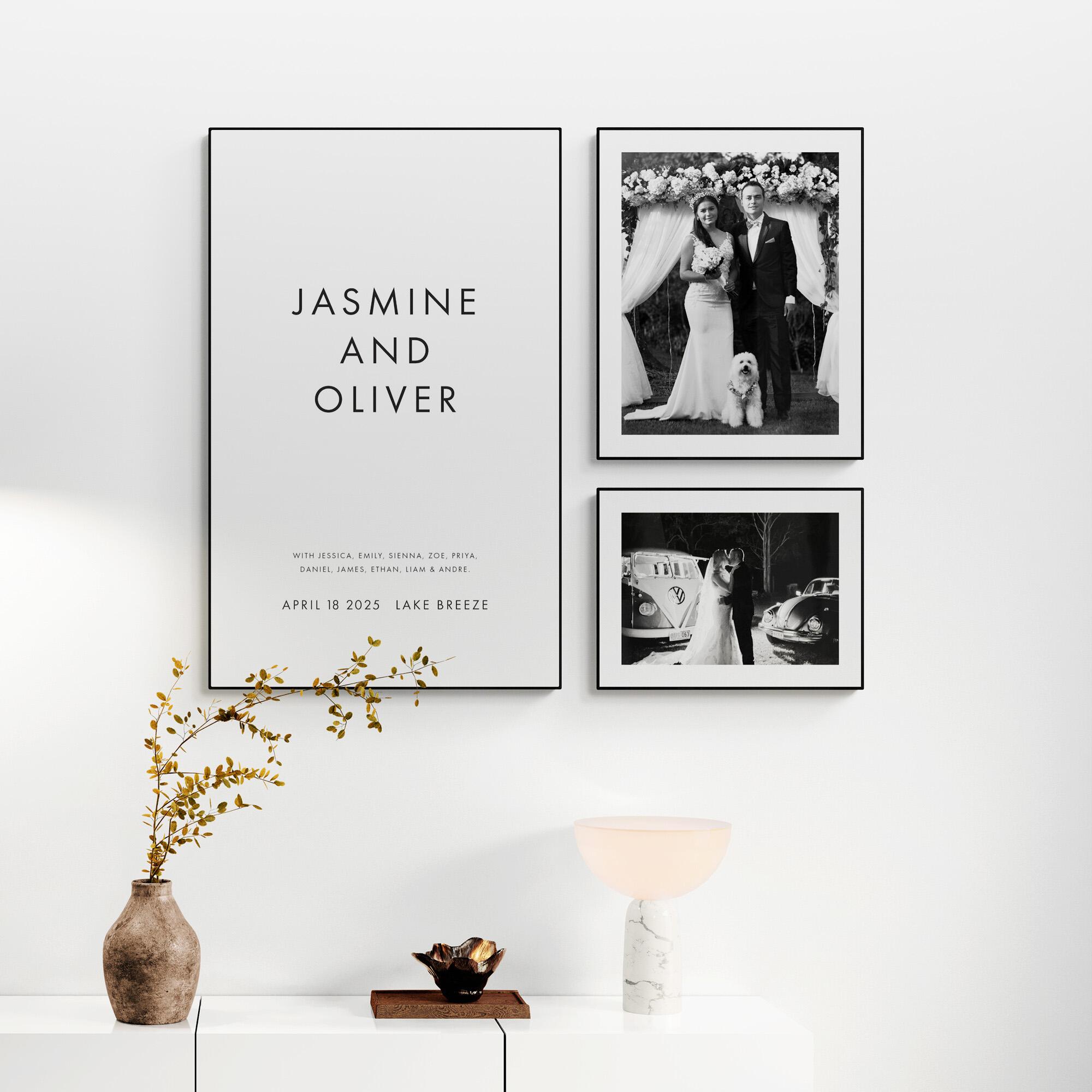 Forever Art — Design: Wedding collection gallery wall — name prints with photography